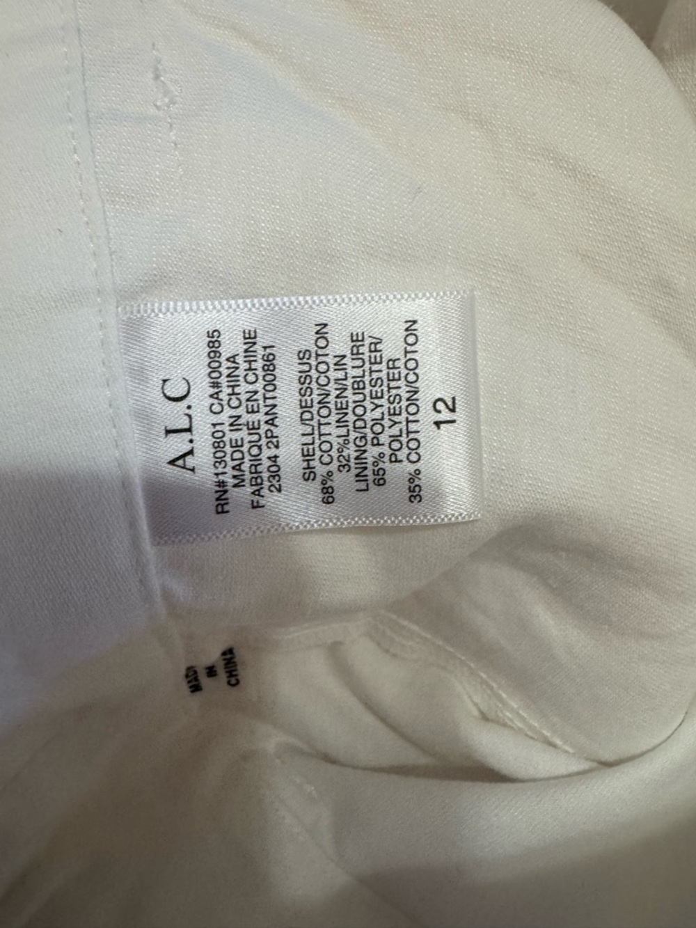 A.L.C. White High-Waist Wide-Leg Tie-Waist Pants - Picture 5 of 6